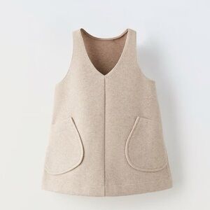 Zara Beige Sleeveless Tunic Dress with Big Pockets